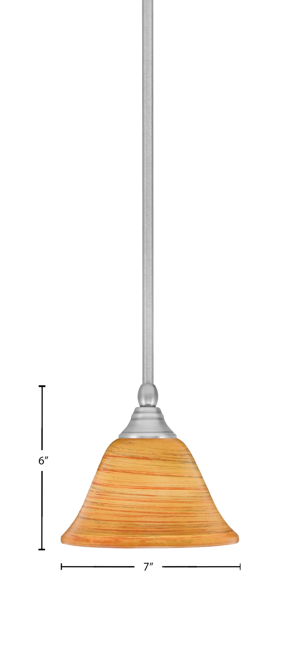 Any One Light Mini Pendant in Brushed Nickel with 7" Firré Saturn Shade