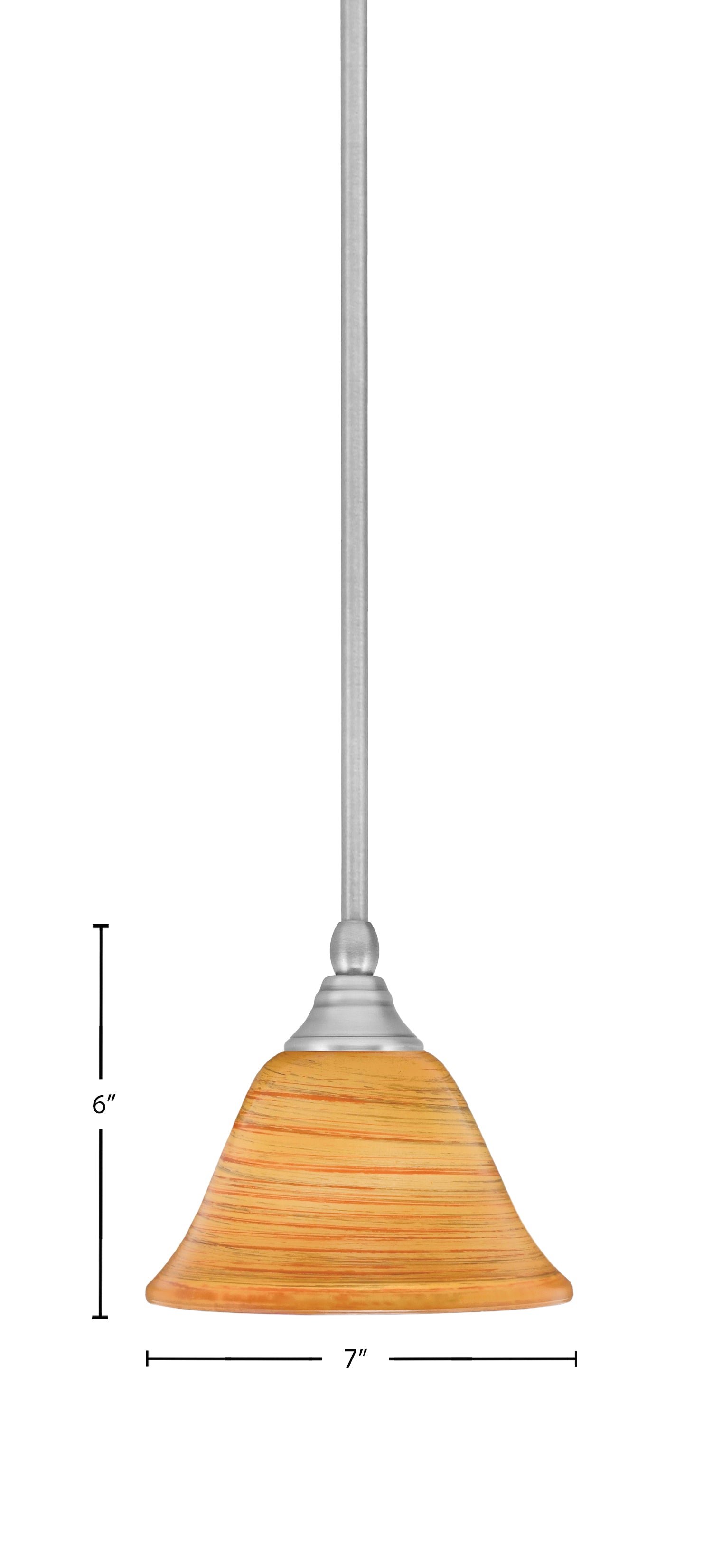 Any One Light Mini Pendant in Brushed Nickel with 7" Firré Saturn Shade