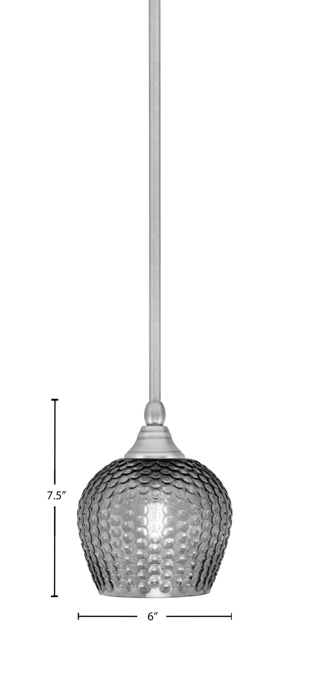 Stem One Light Mini Pendant in Brushed Nickel with 6" Smoke Textured Shade