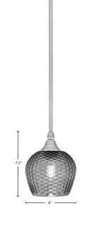 Stem One Light Mini Pendant in Brushed Nickel with 6" Smoke Textured Shade