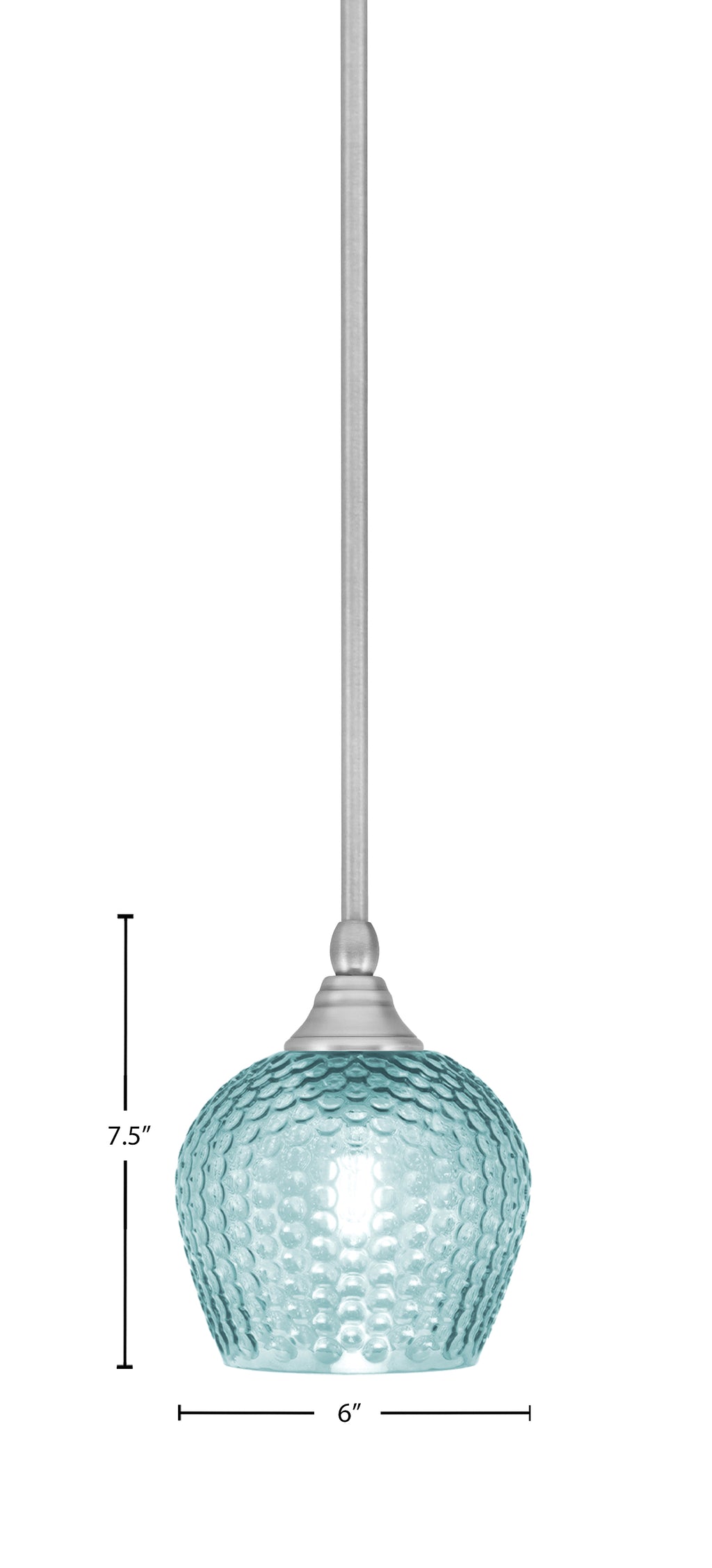 Stem One Light Mini Pendant in Brushed Nickel with 6" Turquoise Textured Shade