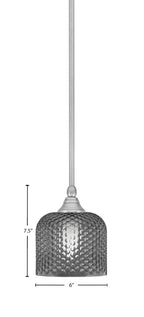 Stem One Light Mini Pendant in Brushed Nickel with 6" Smoke Textured Shade