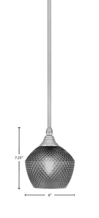 Stem One Light Mini Pendant in Brushed Nickel with 6" Smoke Textured Shade