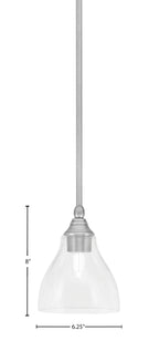 Stem One Light Mini Pendant in Brushed Nickel with 6.25" Clear Bubble Shade