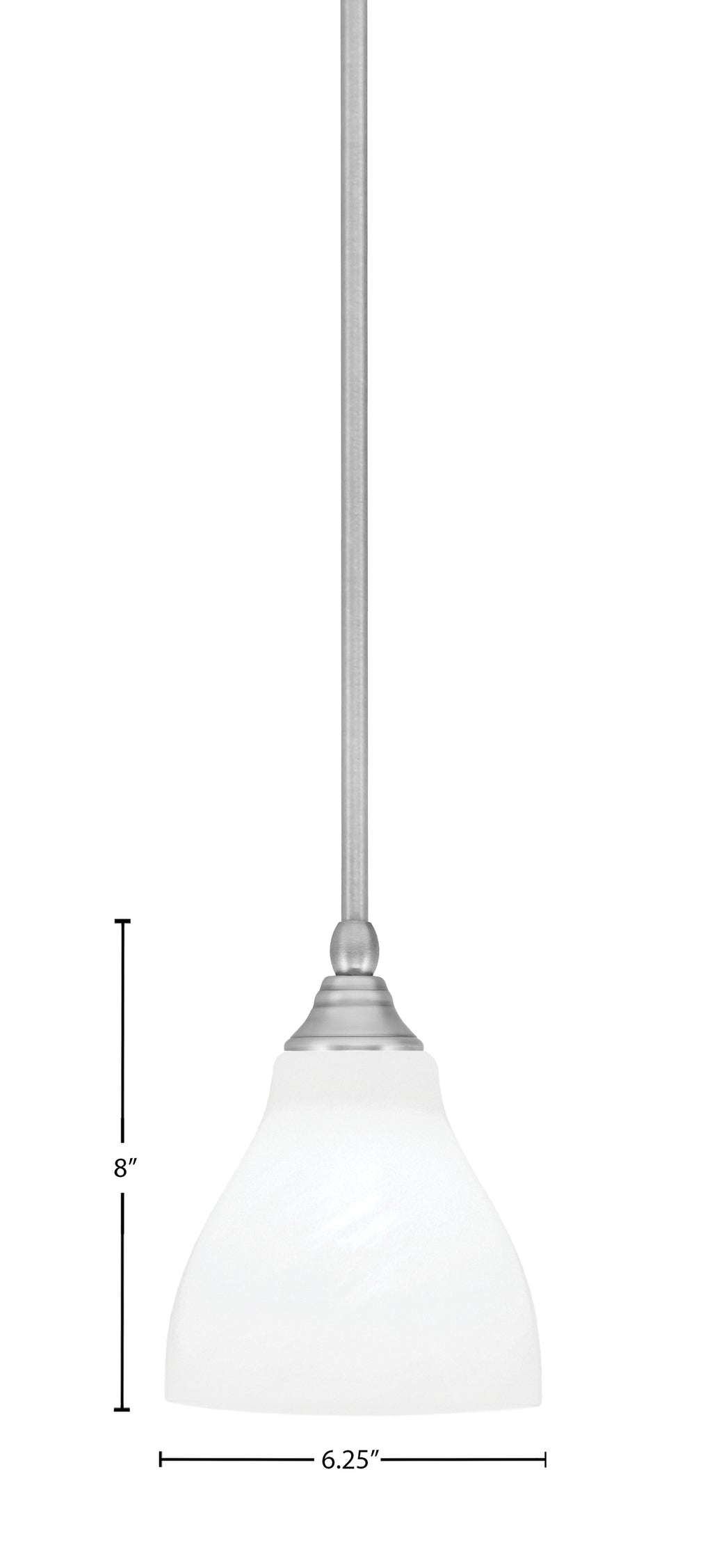 Stem One Light Mini Pendant in Brushed Nickel with 6.25" White Marble Shade