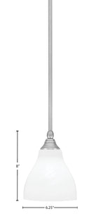 Stem One Light Mini Pendant in Brushed Nickel with 6.25" White Marble Shade