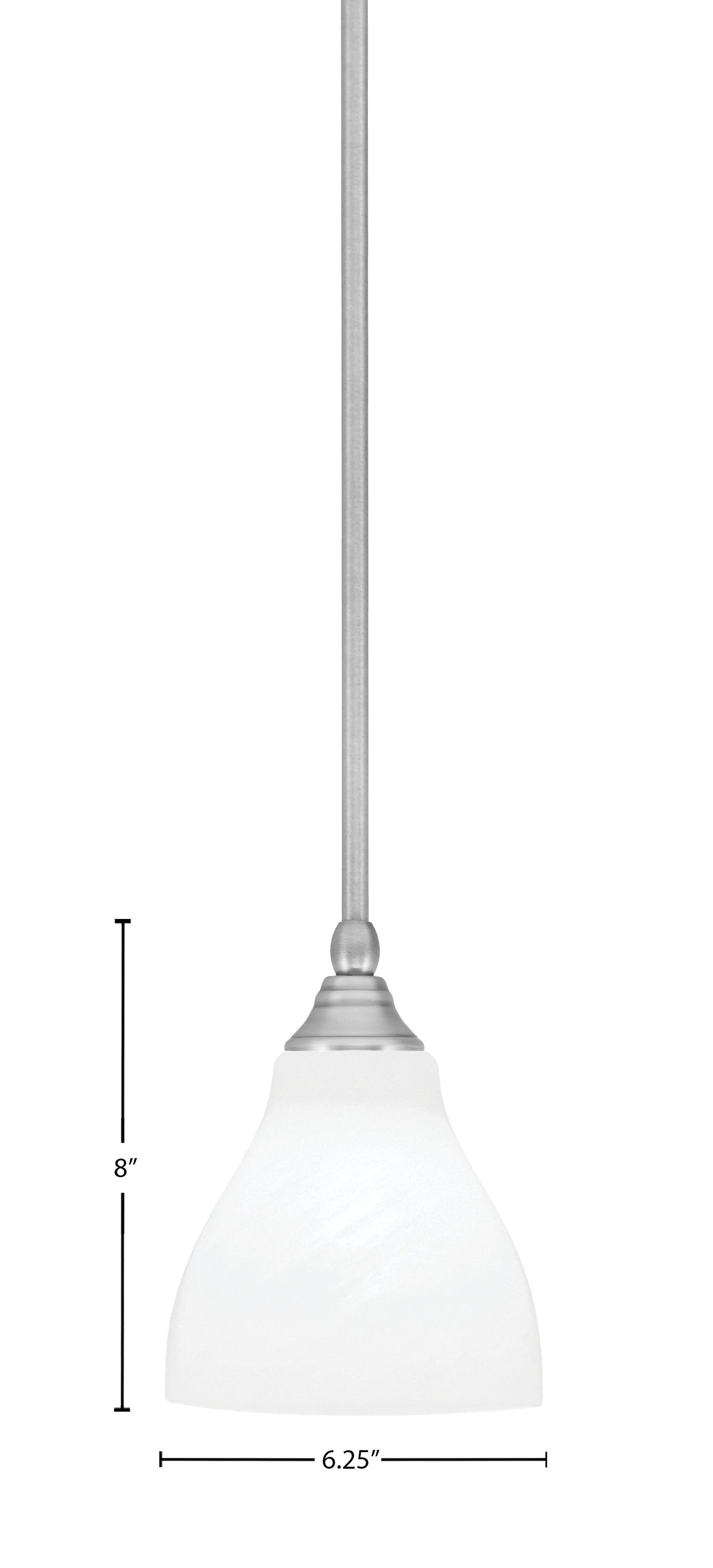 Stem One Light Mini Pendant in Brushed Nickel with 6.25" White Marble Shade