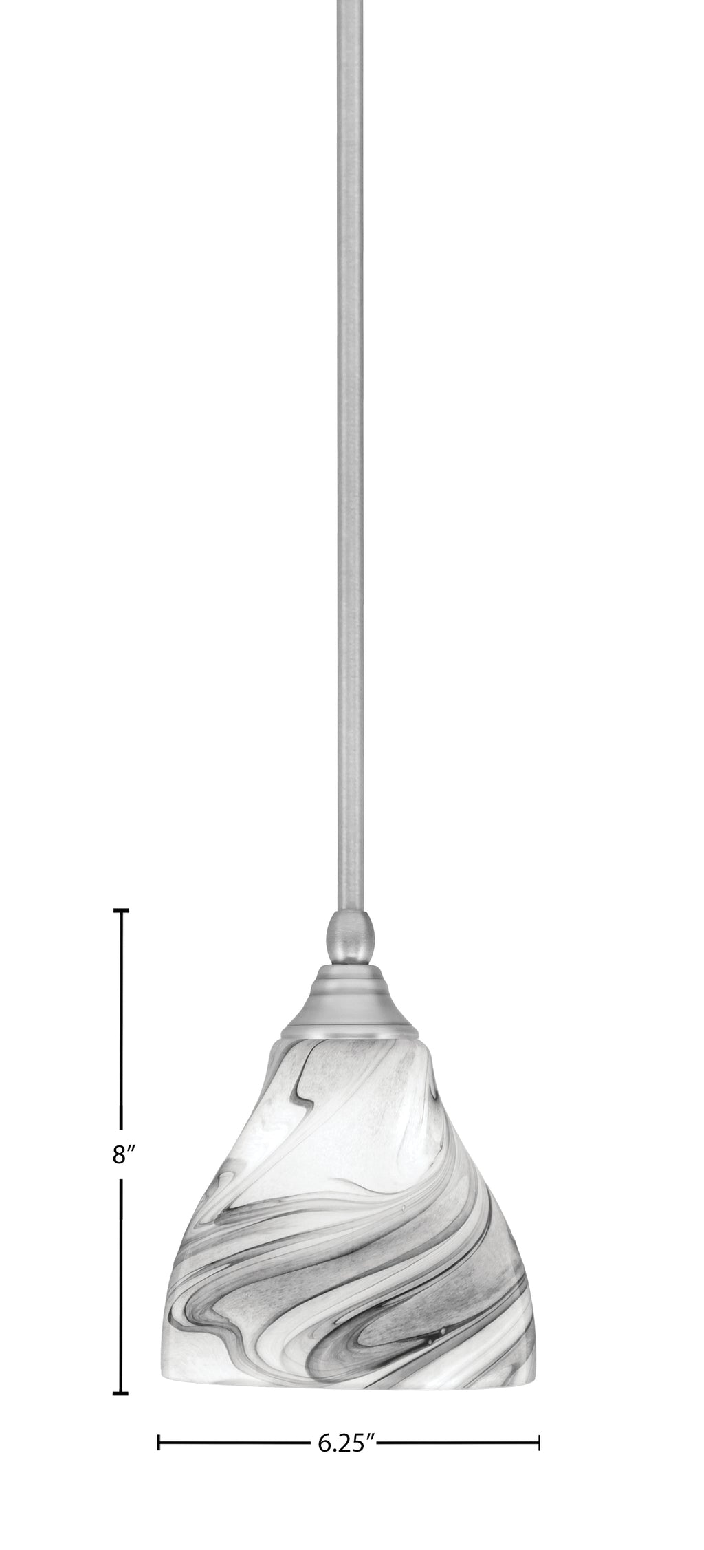 Stem One Light Mini Pendant in Brushed Nickel with 6.25" Onyx Swirl Shade