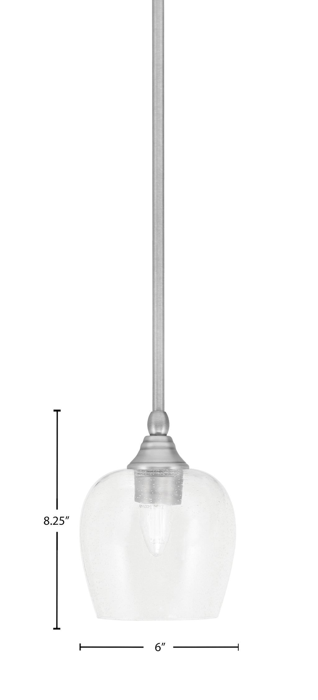 Stem One Light Mini Pendant in Brushed Nickel with 6" Clear Bubble Shade