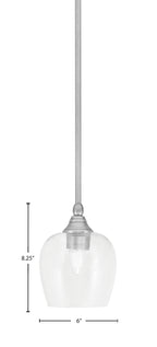 Stem One Light Mini Pendant in Brushed Nickel with 6" Clear Bubble Shade