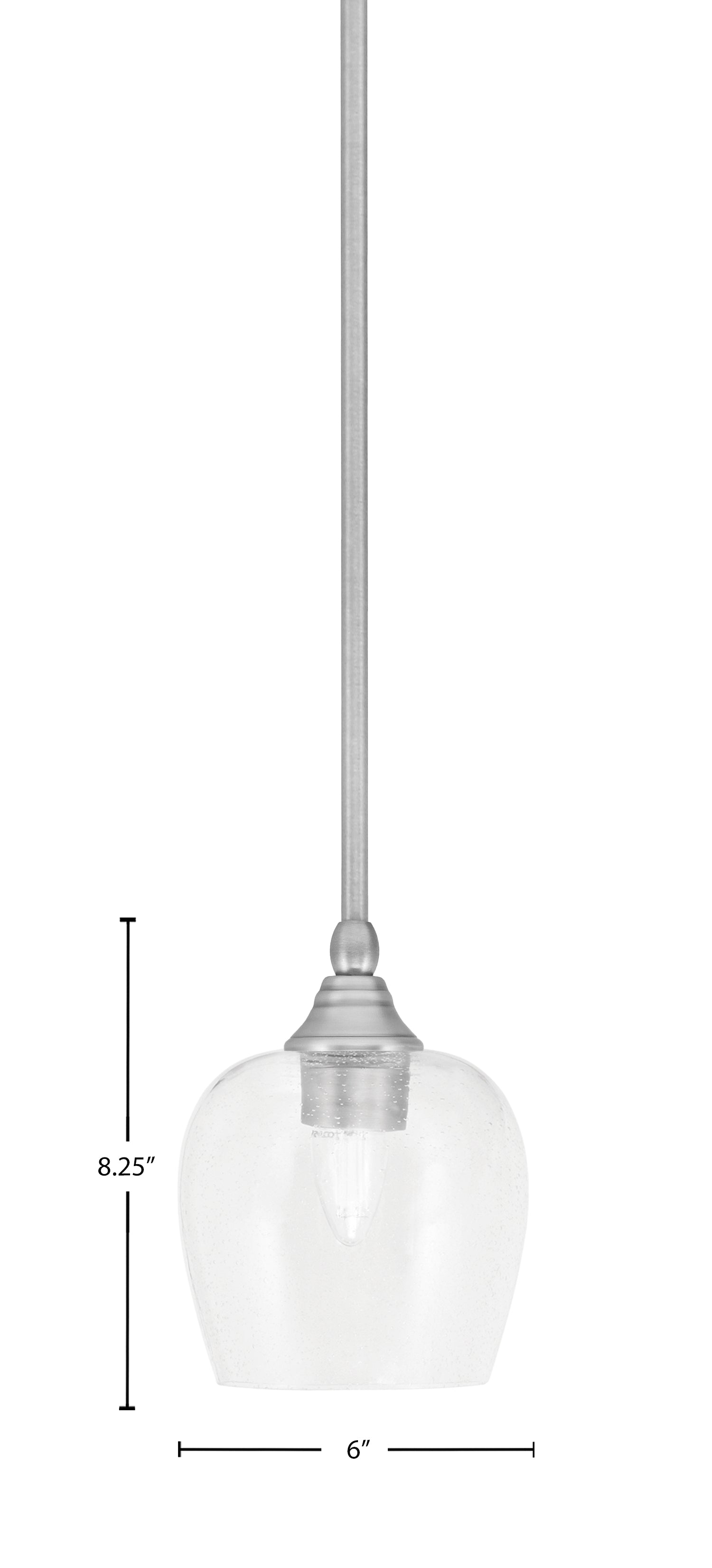 Stem One Light Mini Pendant in Brushed Nickel with 6" Clear Bubble Shade