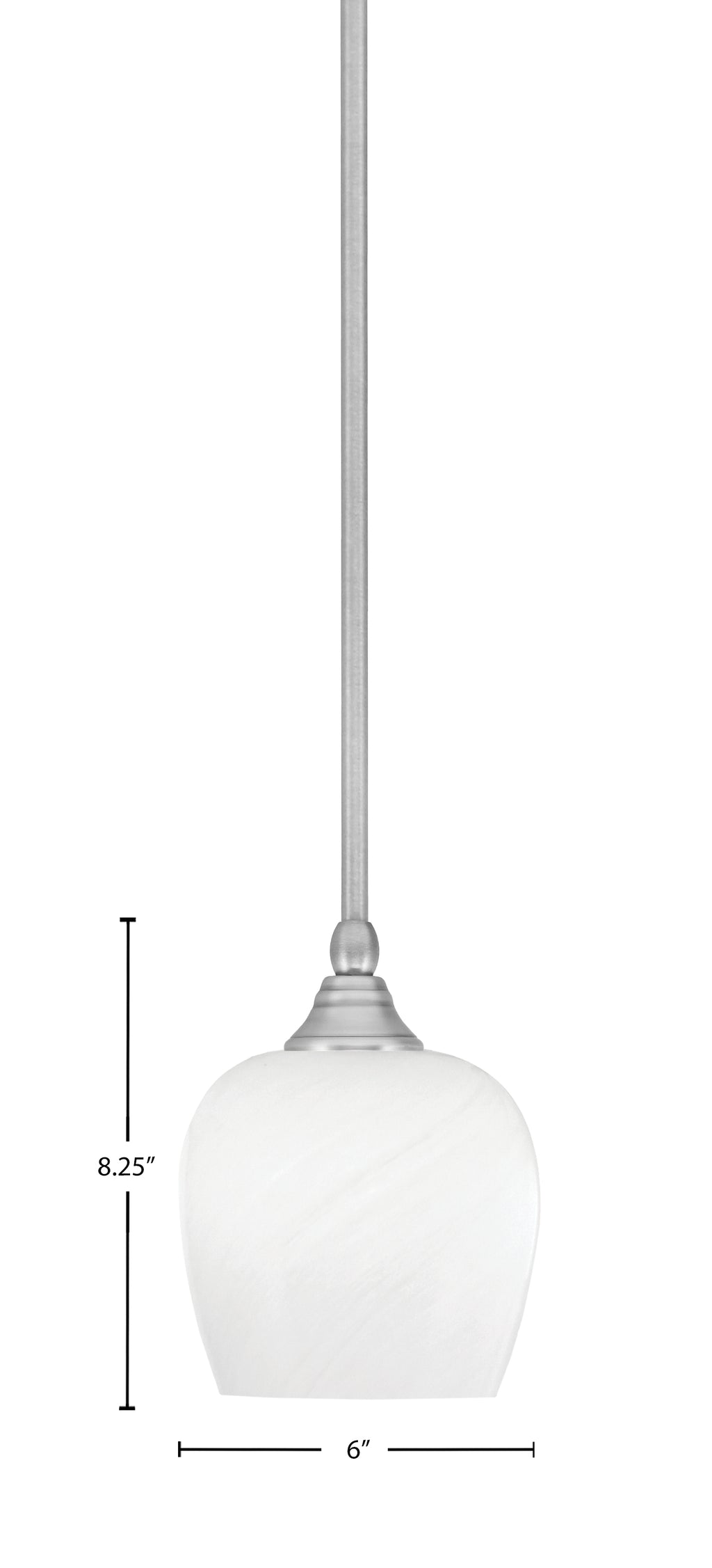 Stem One Light Mini Pendant in Brushed Nickel with 6" White Marble Shade
