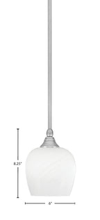 Stem One Light Mini Pendant in Brushed Nickel with 6" White Marble Shade