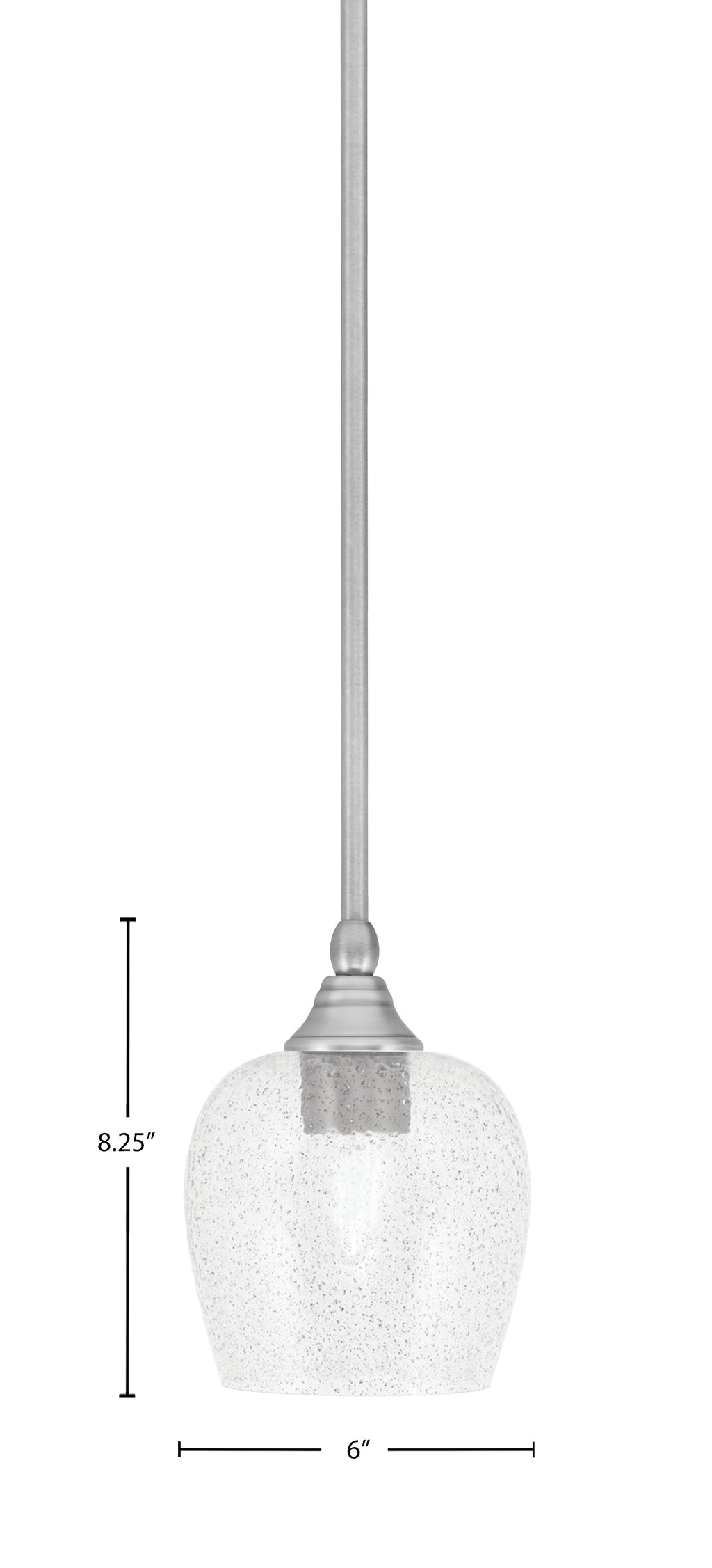 Stem One Light Mini Pendant in Brushed Nickel with 6" Smoke Bubble Shade