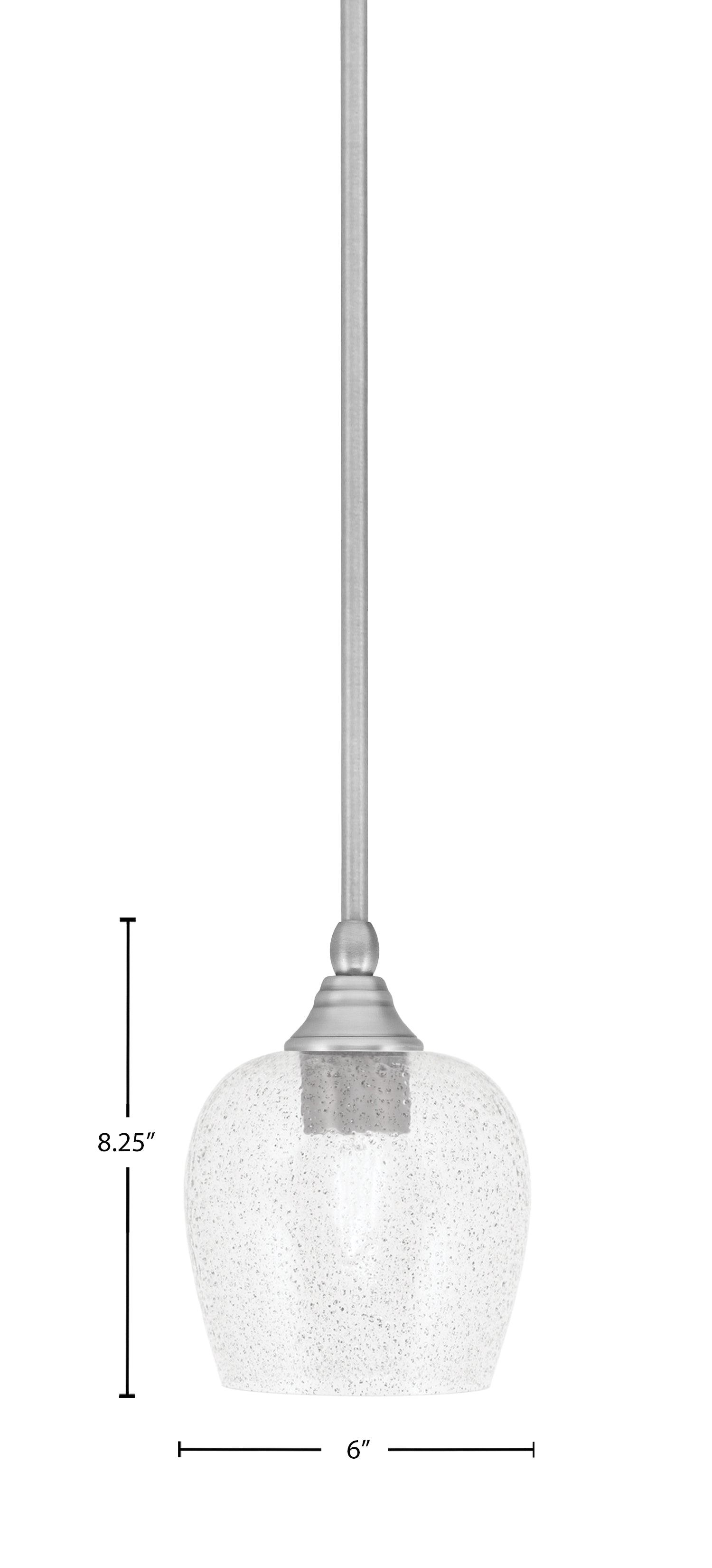 Stem One Light Mini Pendant in Brushed Nickel with 6" Smoke Bubble Shade