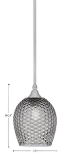 Stem One Light Mini Pendant in Brushed Nickel with 7.5" Smoke Textured Shade