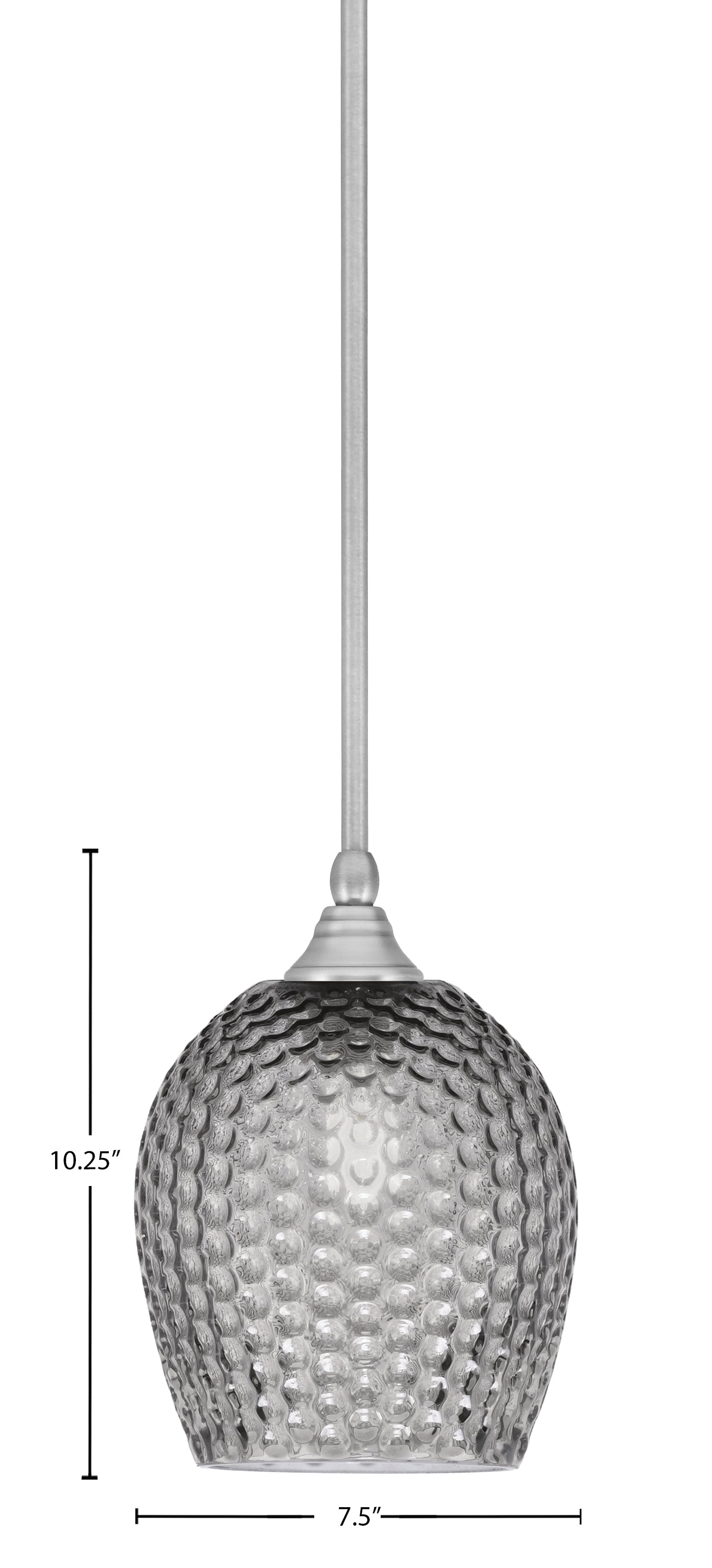 Stem One Light Mini Pendant in Brushed Nickel with 7.5" Smoke Textured Shade