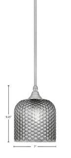 Stem One Light Mini Pendant in Brushed Nickel with 7" Smoke Textured Shade