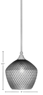 Stem One Light Mini Pendant in Brushed Nickel with 9" Smoke Textured Shade