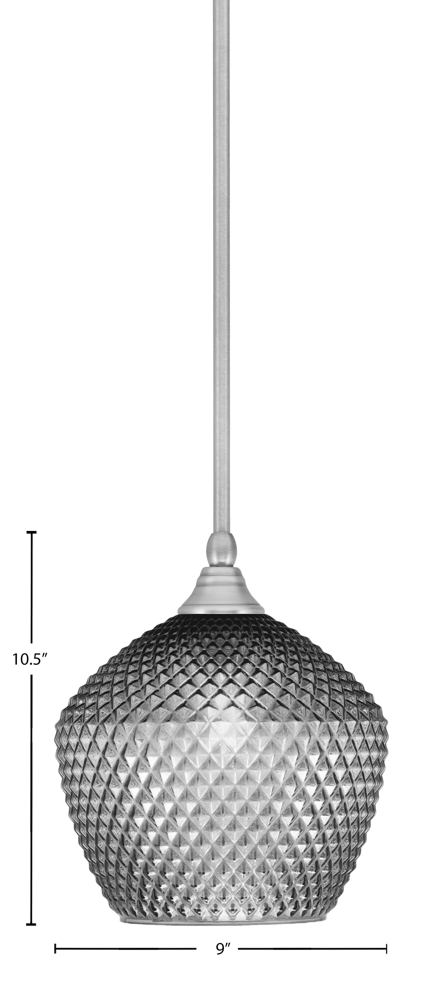 Stem One Light Mini Pendant in Brushed Nickel with 9" Smoke Textured Shade