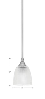Stem One Light Mini Pendant in Brushed Nickel with 5" Clear Ribbed Shade