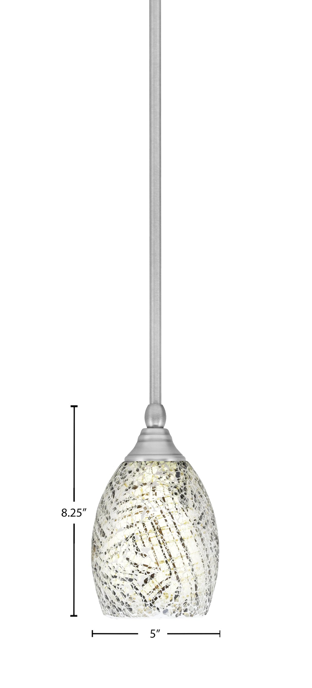 Stem One Light Mini Pendant in Brushed Nickel with 5" Natural Fusion Shade