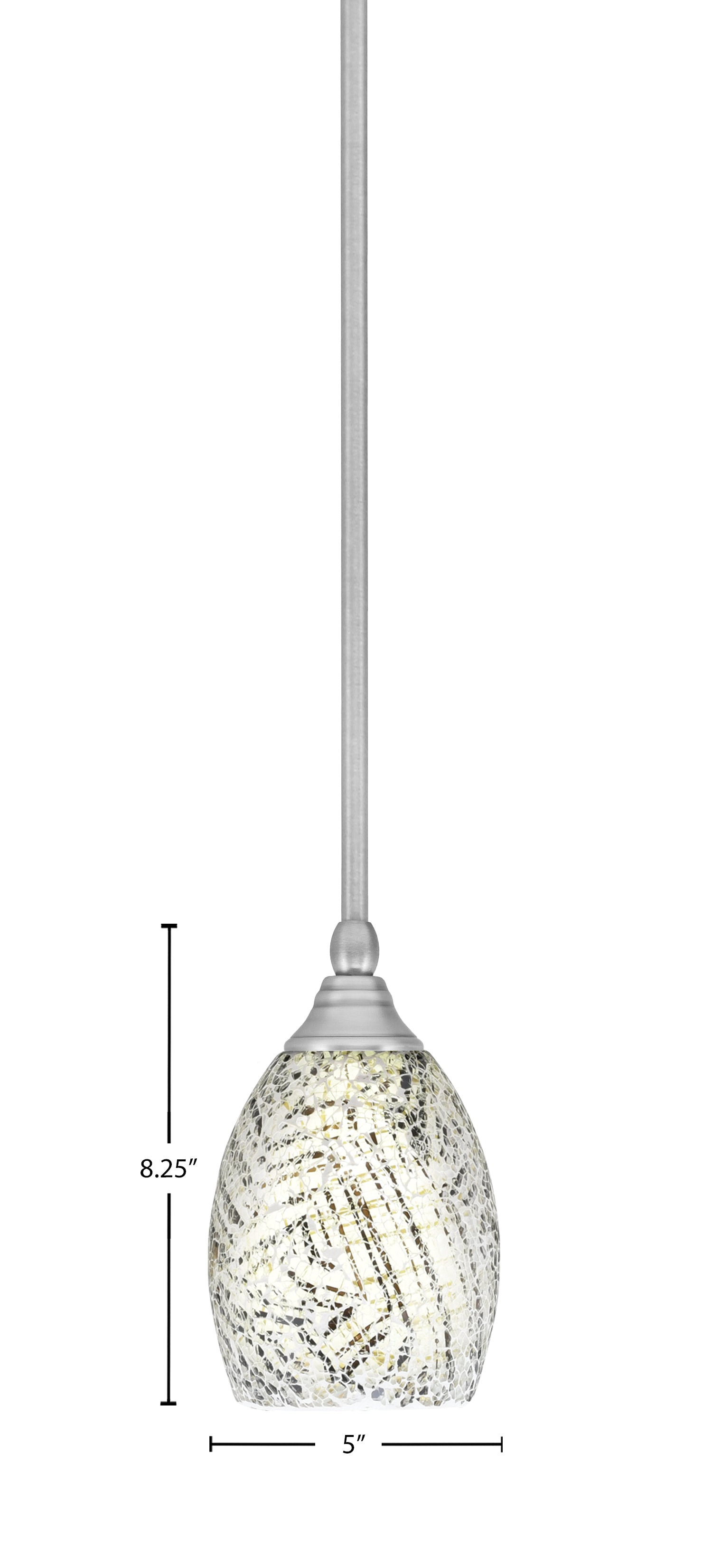 Stem One Light Mini Pendant in Brushed Nickel with 5" Natural Fusion Shade
