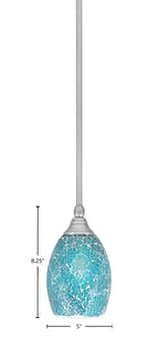 Stem One Light Mini Pendant in Brushed Nickel with 5" Turquoise Fusion Shade