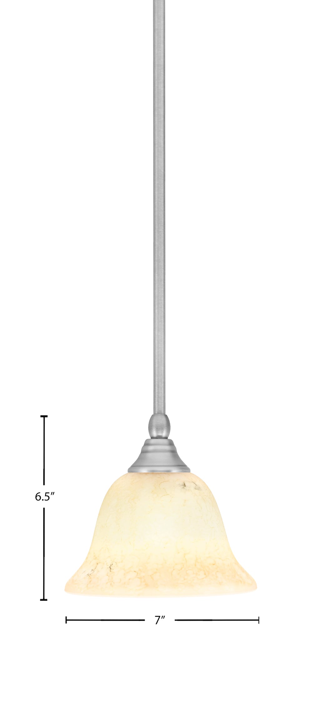 Any One Light Mini Pendant in Brushed Nickel with 7" Italian Marble Shade