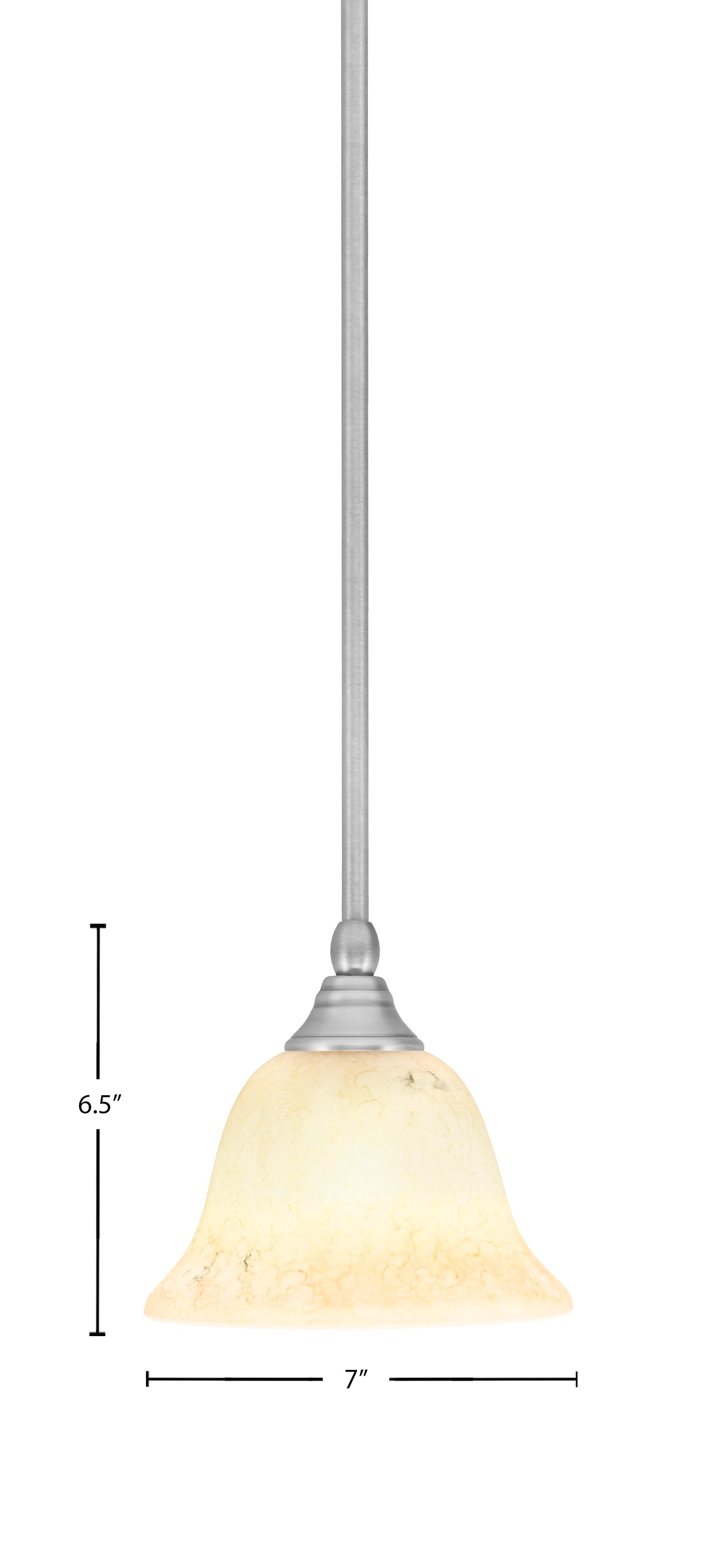 Any One Light Mini Pendant in Brushed Nickel with 7" Italian Marble Shade
