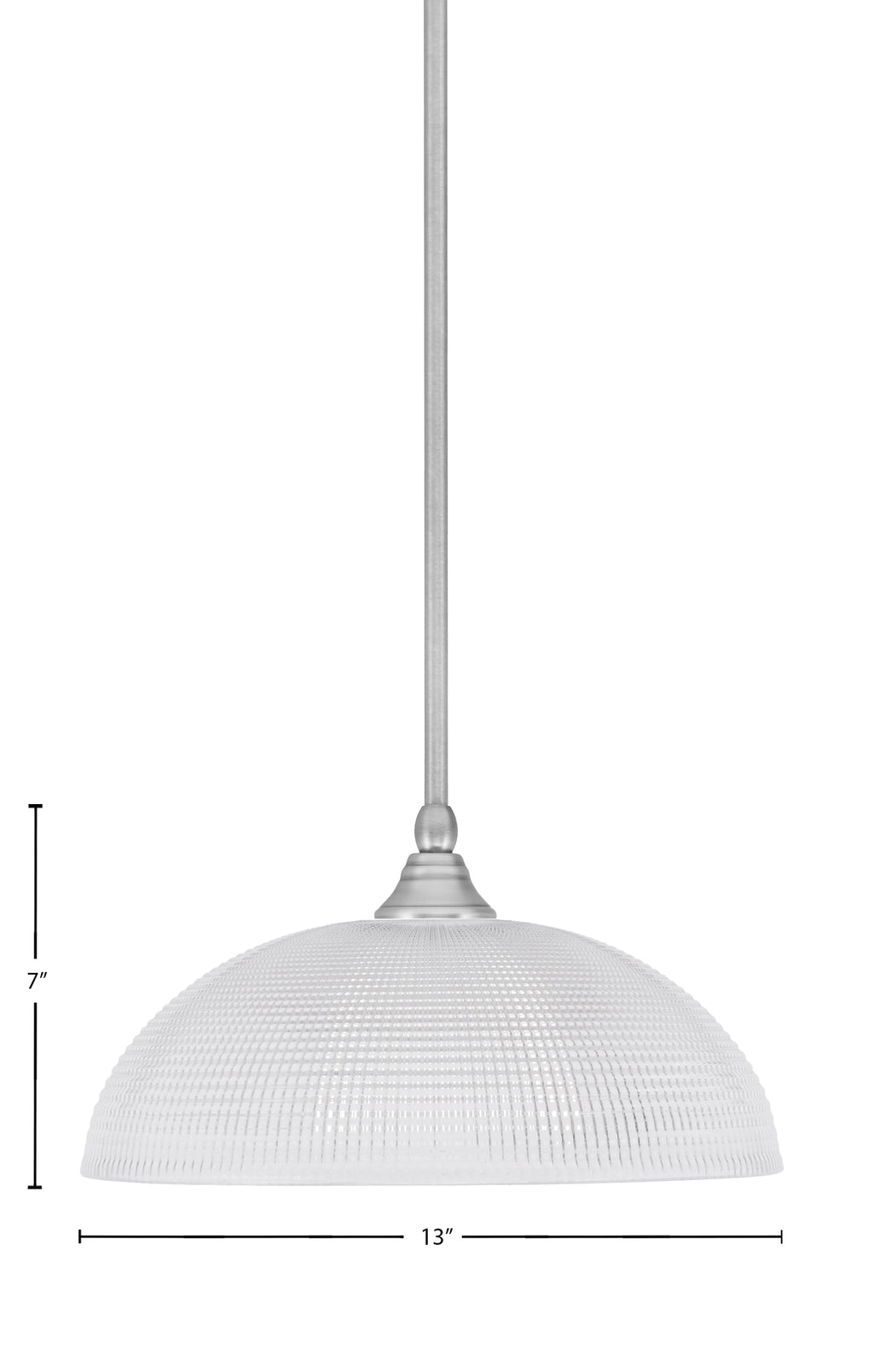 Any One Light Mini Pendant in Brushed Nickel with 13" Clear Ribbed Shade