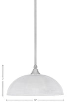 Any One Light Mini Pendant in Brushed Nickel with 13" Clear Ribbed Shade