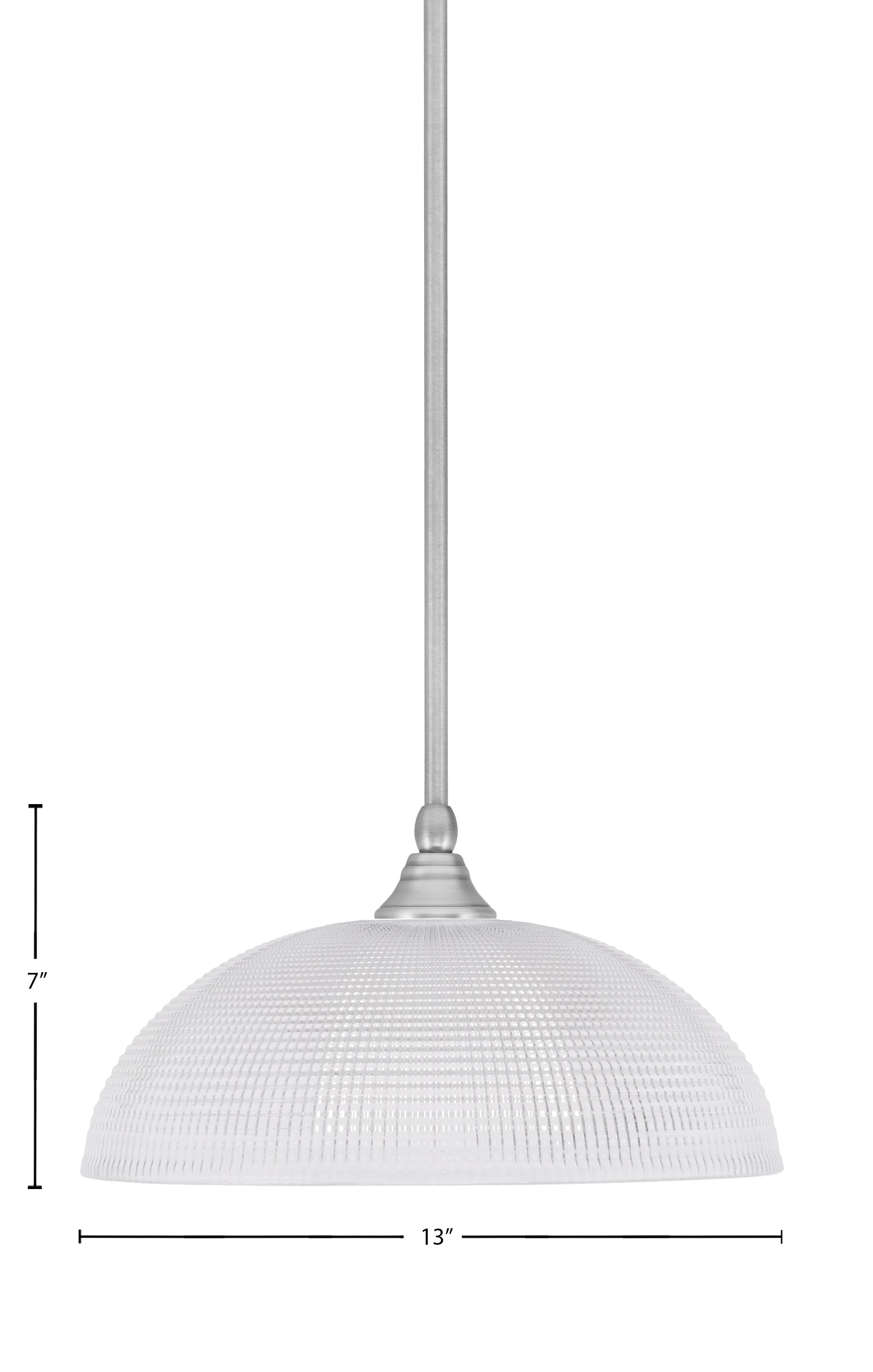 Any One Light Mini Pendant in Brushed Nickel with 13" Clear Ribbed Shade