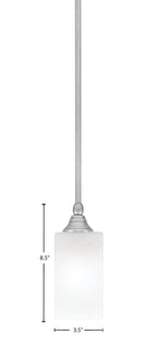 Stem One Light Mini Pendant in Brushed Nickel with 3.5" Square White Marble Shade