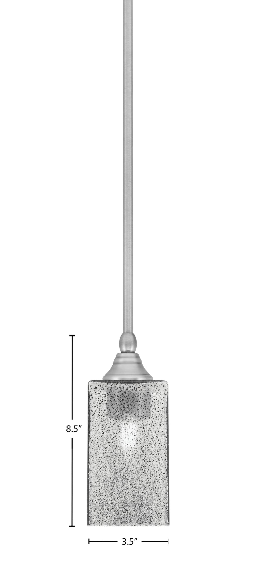 Stem One Light Mini Pendant in Brushed Nickel with 3.5" Square Smoke Bubble Shade