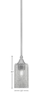 Stem One Light Mini Pendant in Brushed Nickel with 3.5" Square Smoke Bubble Shade