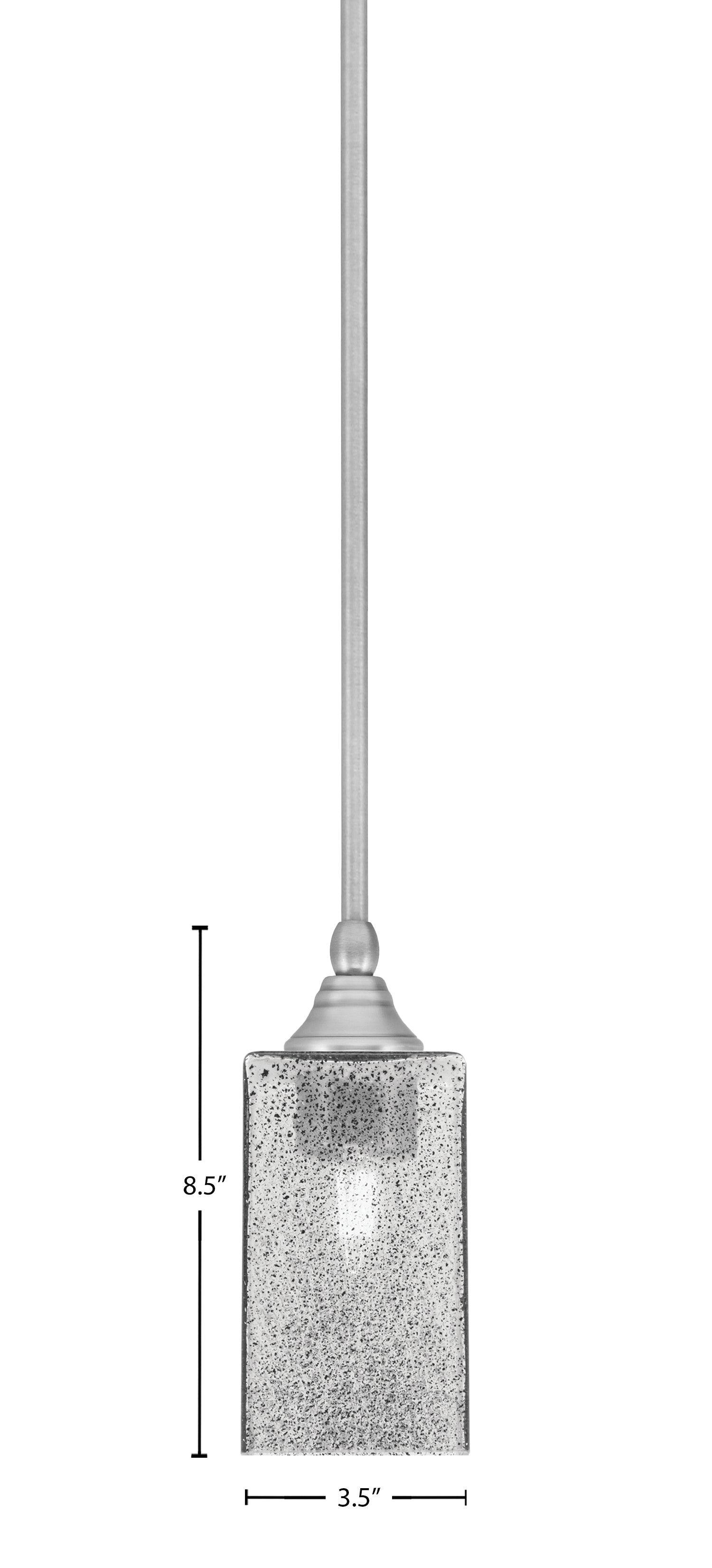 Stem One Light Mini Pendant in Brushed Nickel with 3.5" Square Smoke Bubble Shade