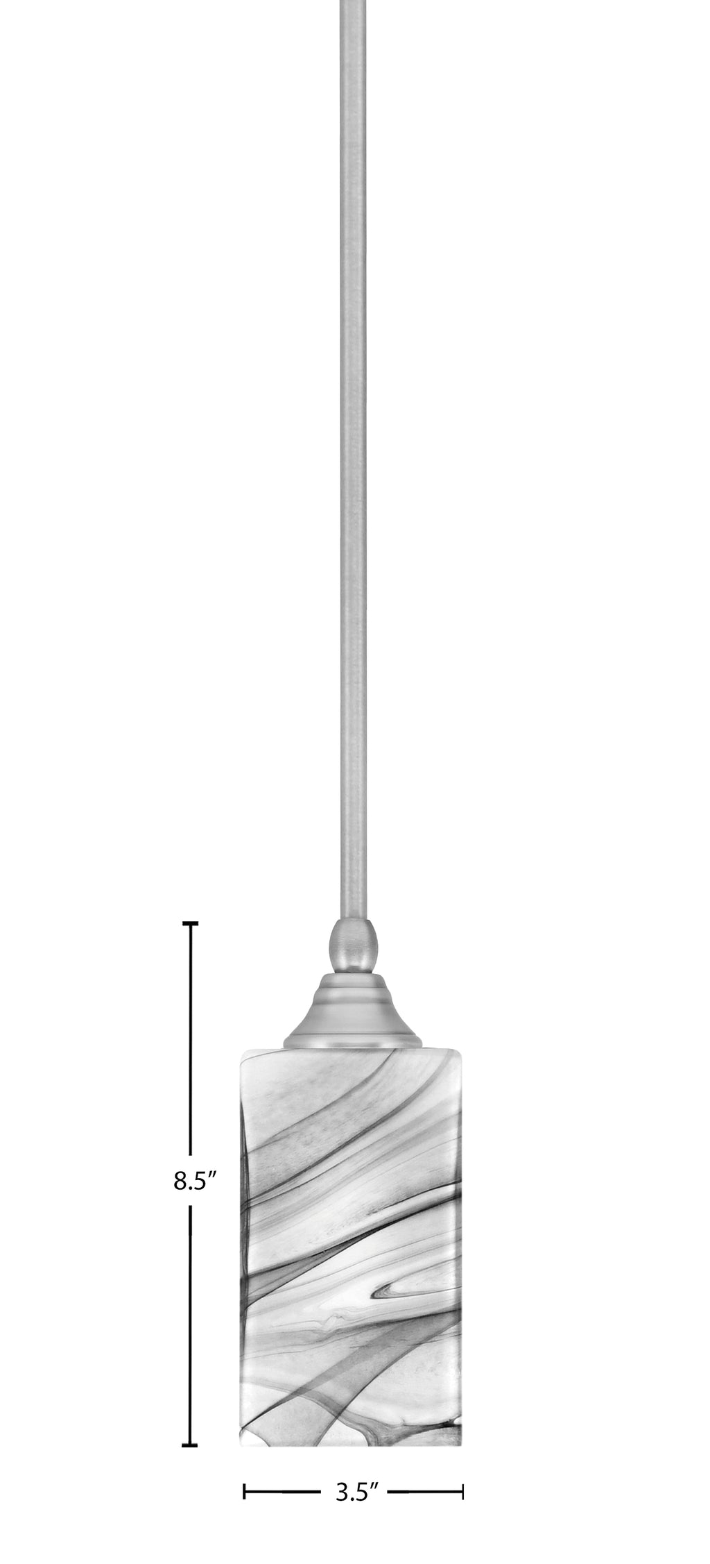 Stem One Light Mini Pendant in Brushed Nickel with 3.5" Square Onyx Swirl Shade
