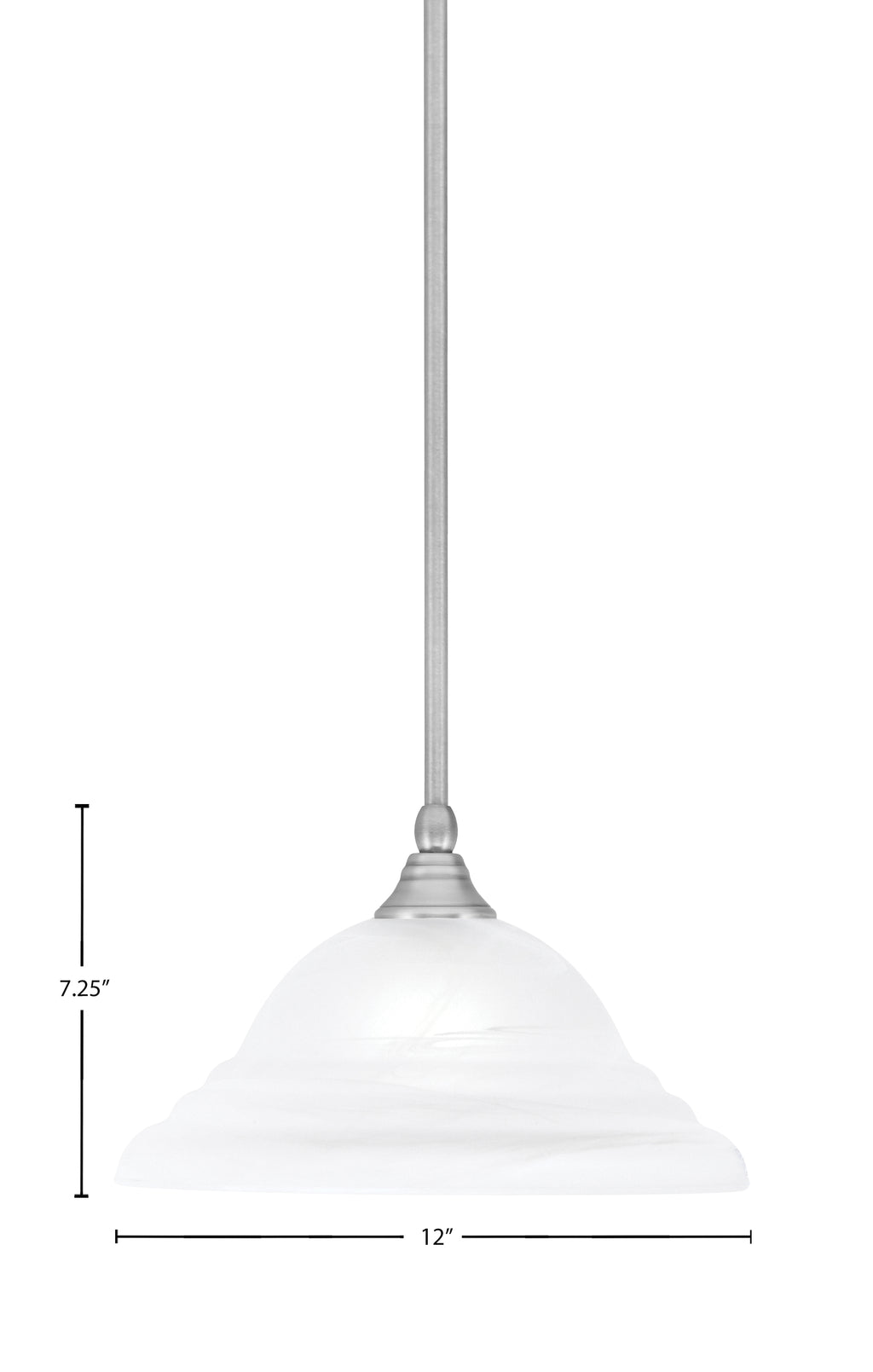 Any One Light Mini Pendant in Brushed Nickel with 12" White Alabaster Swirl Shade