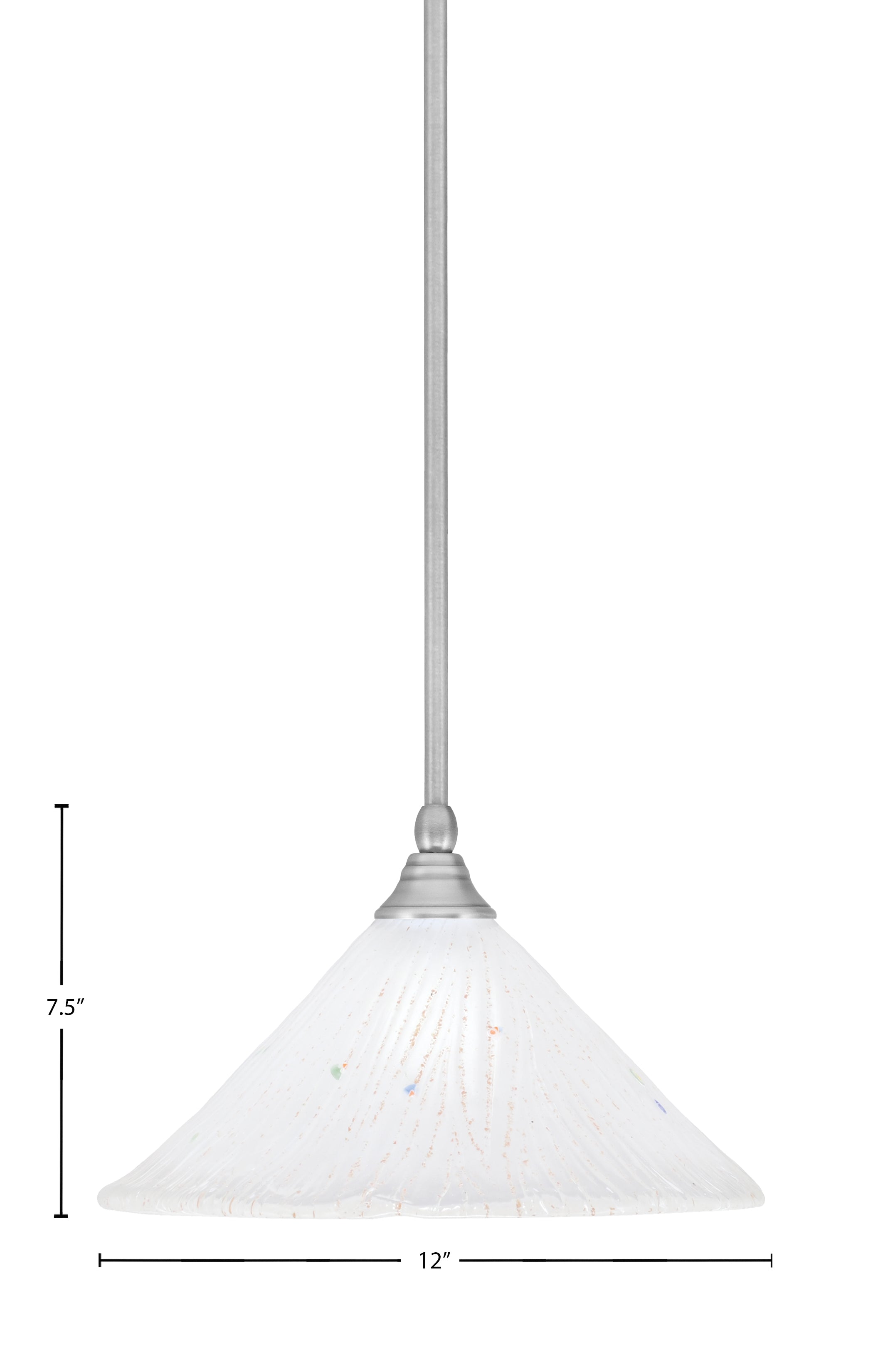 Any One Light Mini Pendant in Brushed Nickel with 12" Frosted Crystal Shade