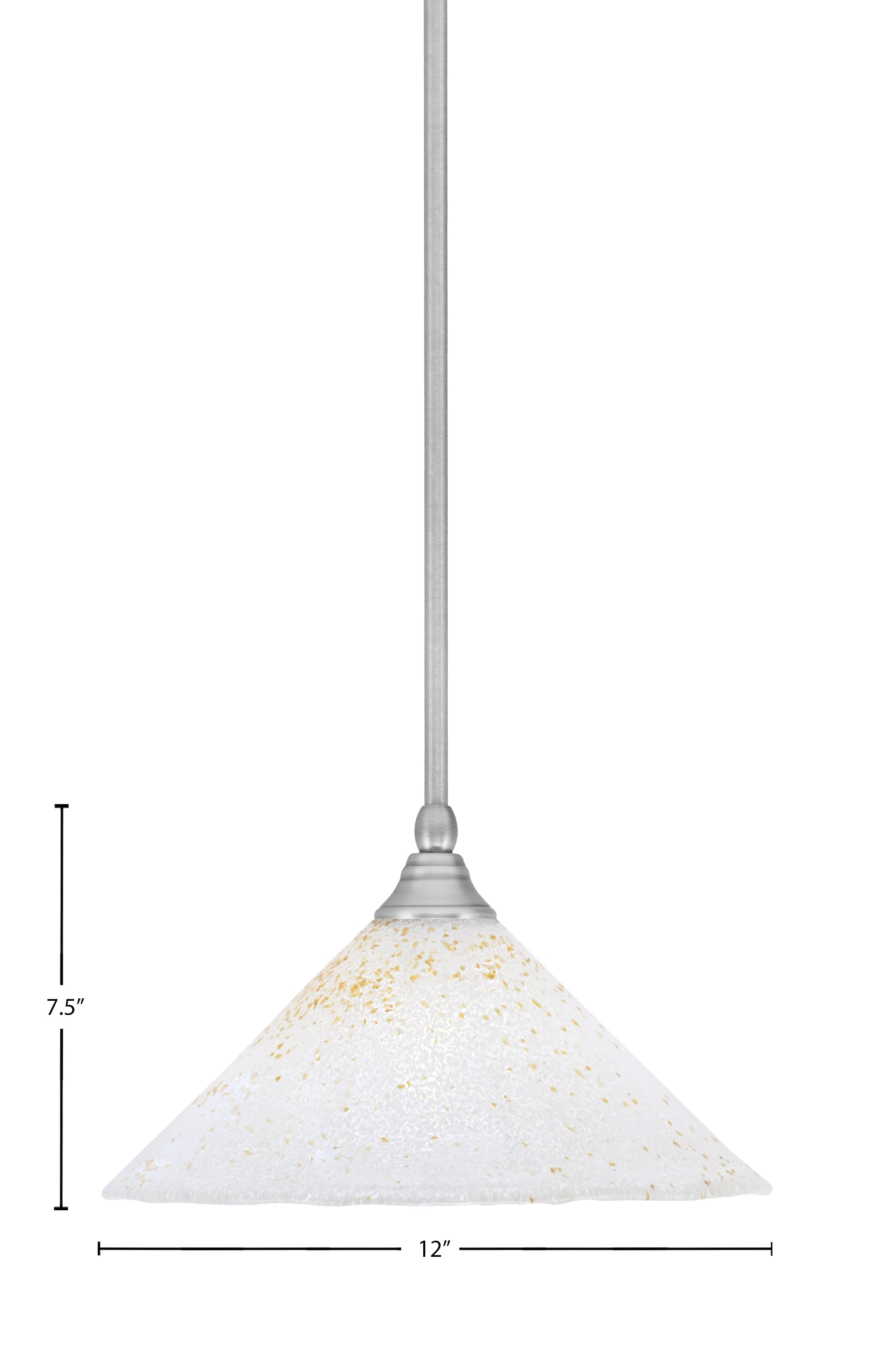 Any One Light Mini Pendant in Brushed Nickel with 12" Gold Ice Shade