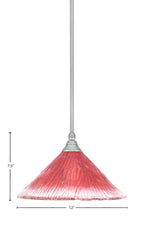 Any One Light Mini Pendant in Brushed Nickel with 12" Raspberry Crystal Shade