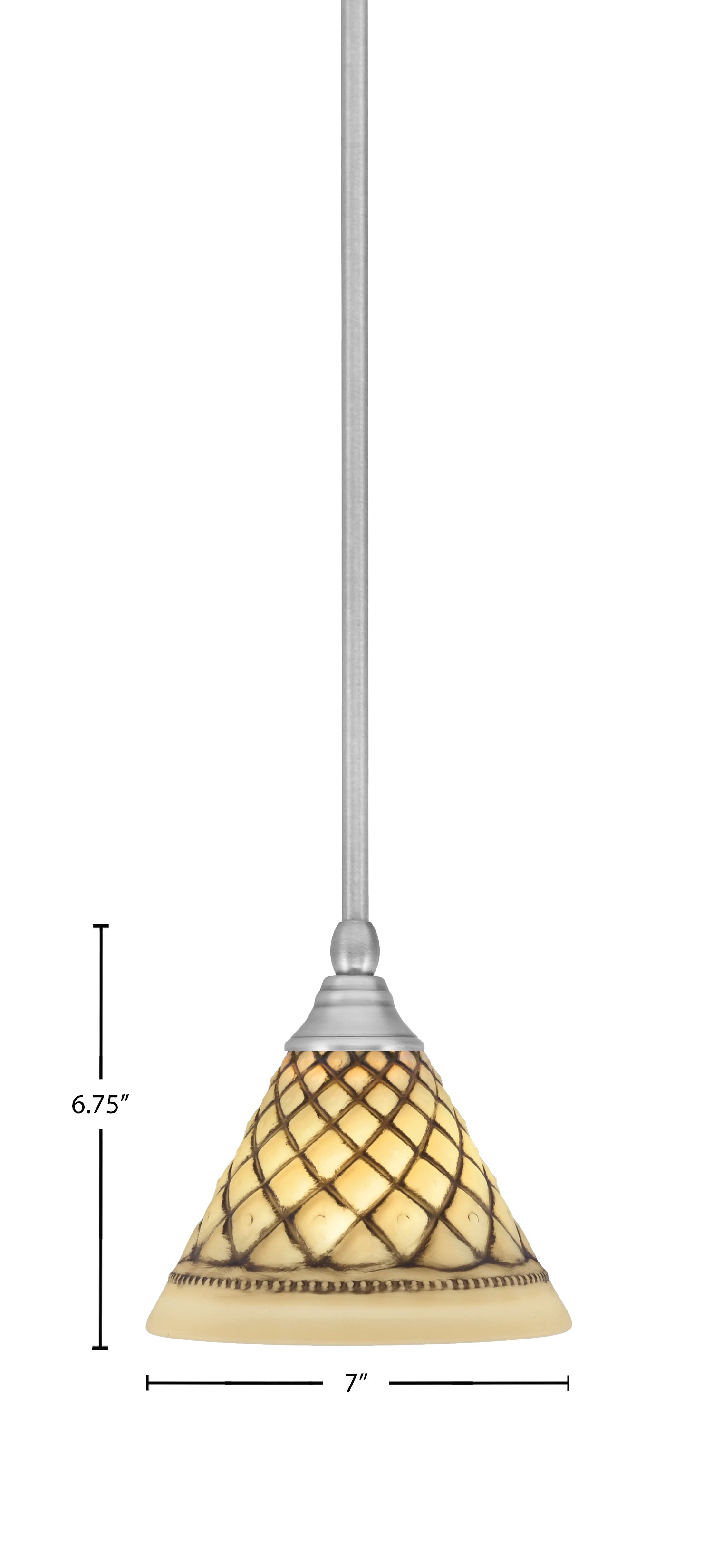 Any One Light Mini Pendant in Brushed Nickel with 7" Chocolate Icing Shade