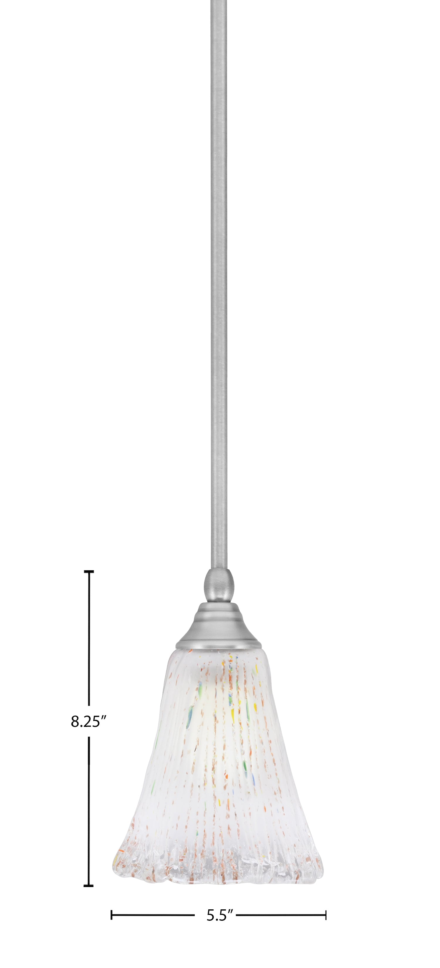 Any One Light Mini Pendant in Brushed Nickel with 5.5" Fluted Frosted Crystal Shade