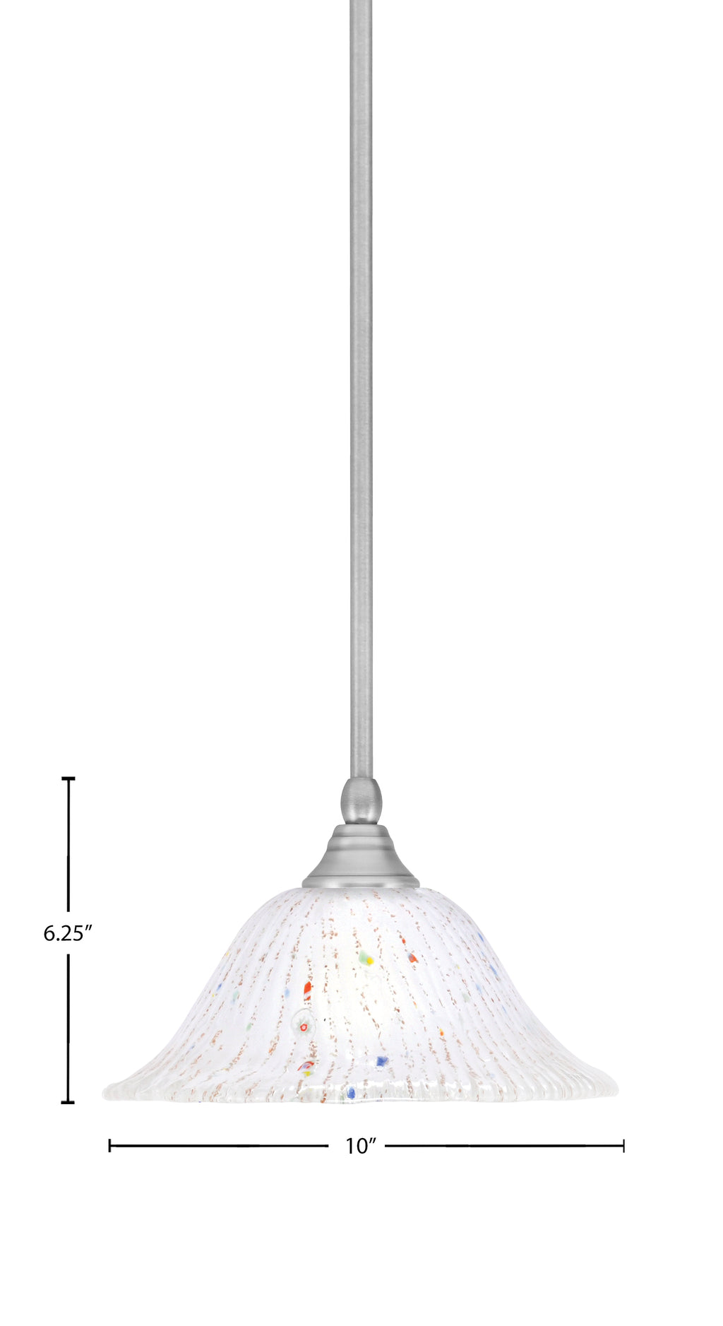 Any One Light Mini Pendant in Brushed Nickel with 10" Frosted Crystal Shade