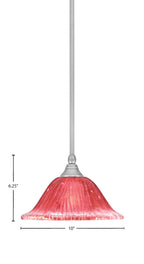 Any One Light Mini Pendant in Brushed Nickel with 10" Raspberry Crystal Shade