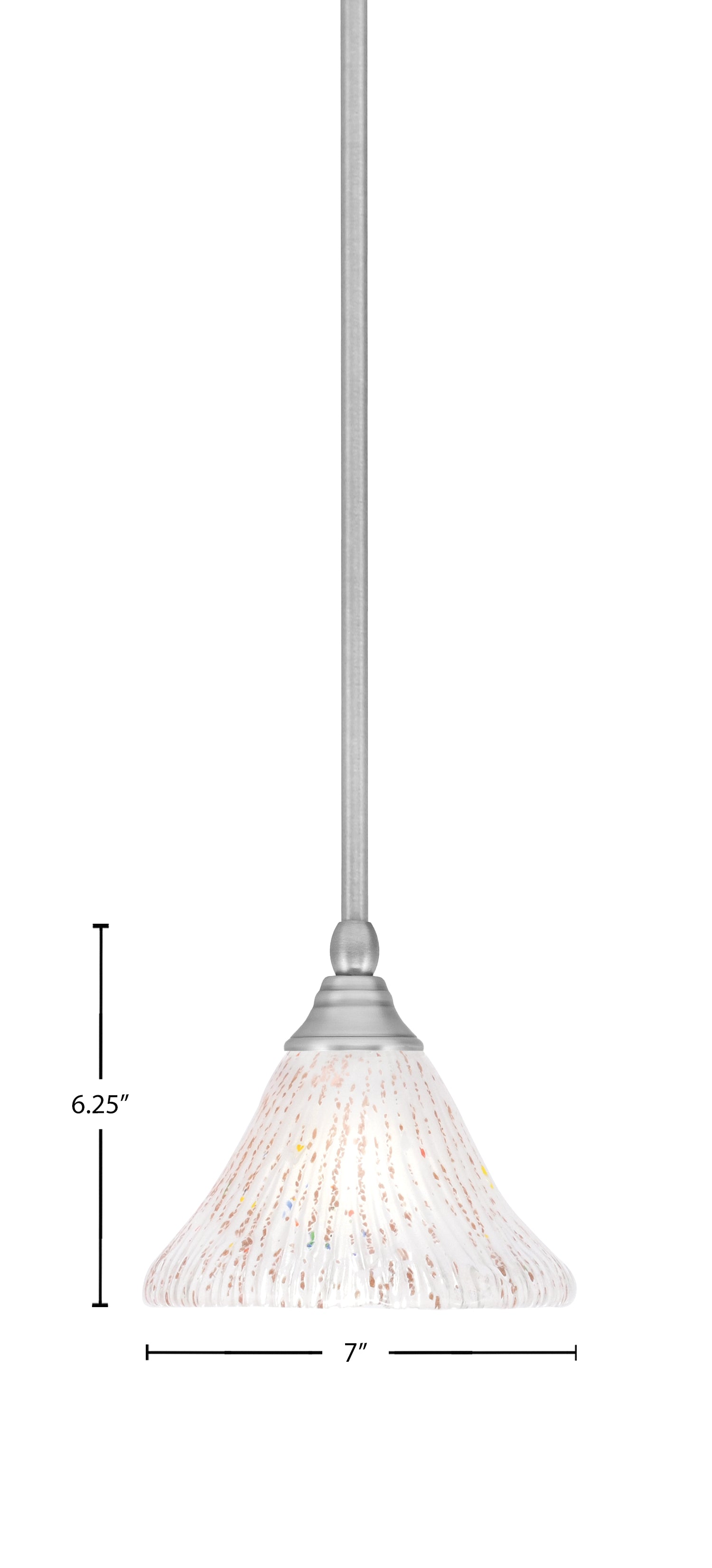 Any One Light Mini Pendant in Brushed Nickel with 7" Frosted Crystal Shade