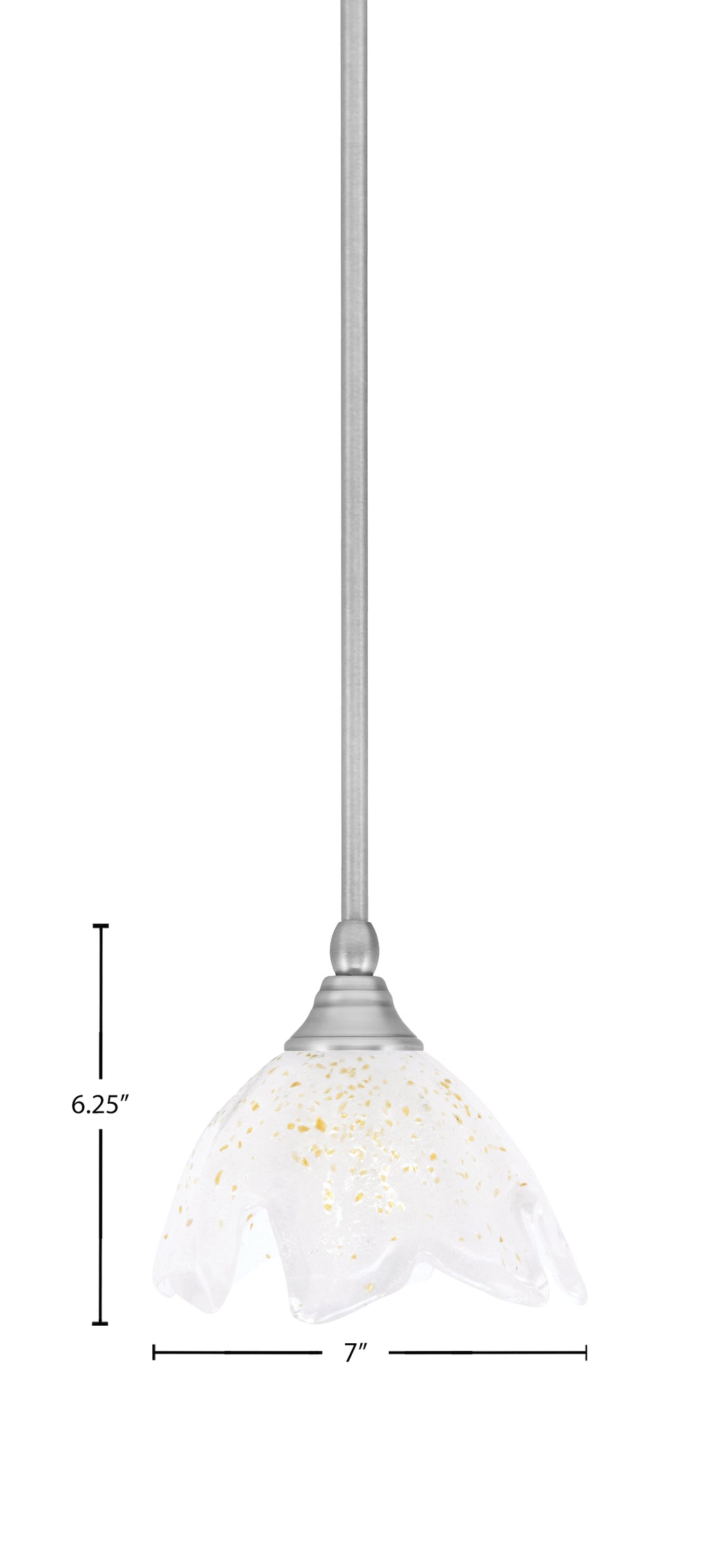Any One Light Mini Pendant in Brushed Nickel with 7" Gold Ice Shade