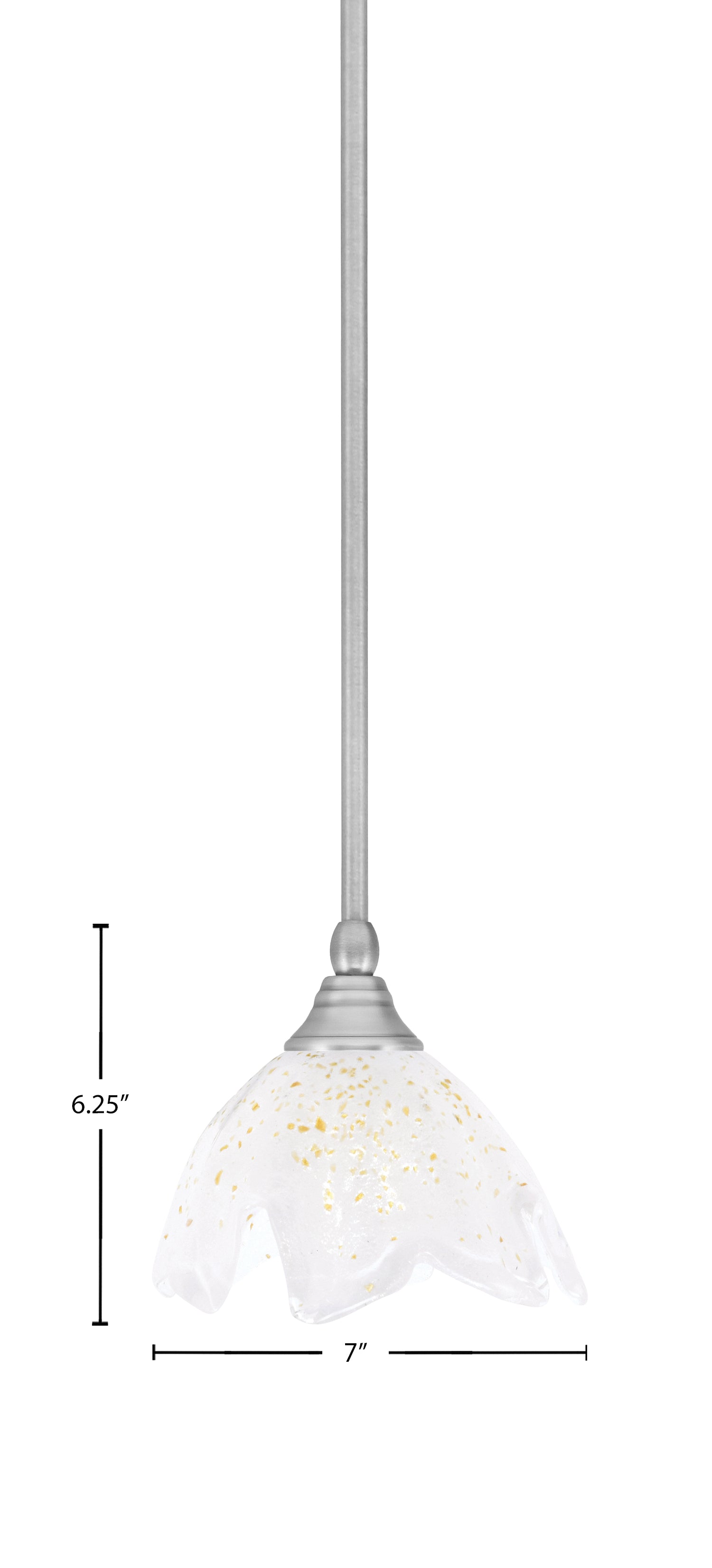 Any One Light Mini Pendant in Brushed Nickel with 7" Gold Ice Shade