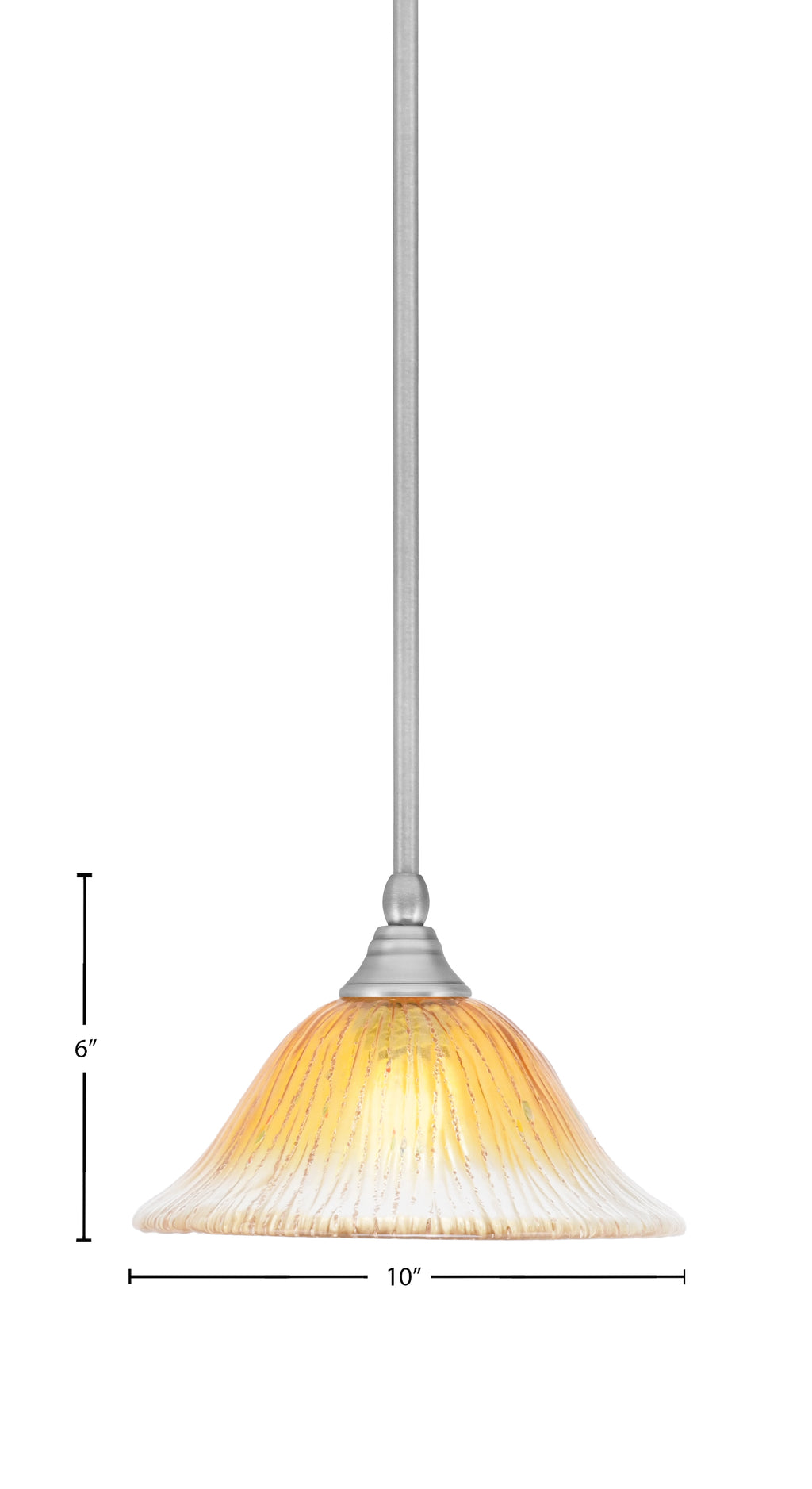 Any One Light Mini Pendant in Brushed Nickel with 10" Gold Champagne Crystal Shade